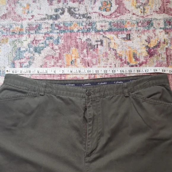 C.J. Banks Olive Green Straight-Leg Pants 18W Plus Size Casual Comfort - Picture 3 of 5